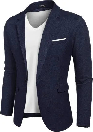 COOFANDY Men's Casual Suit Blazer Jackets Lightweight Sports Coats One Button Linen Texture Jacket