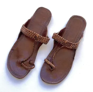 Copper T Strap Kolhapuri Sandals Leather Boho Style Flat Women's Handmade Slip Ons Flip Flops Summer Gift for her Shoes