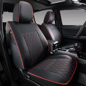 Coverado Leather Seat Covers, Custom Fit for 2005-2023 Toyota Tacoma Double & Crew Cab, SR, SR5, Limited, TRD Sport/Pro/Off Road - Full Set, Red