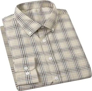 Cromoncent Mens Long Sleeve Oxford Button Down Shirts Casual Dress Shirt for Men,100% Cotton,Plaid/Stripes Shirts