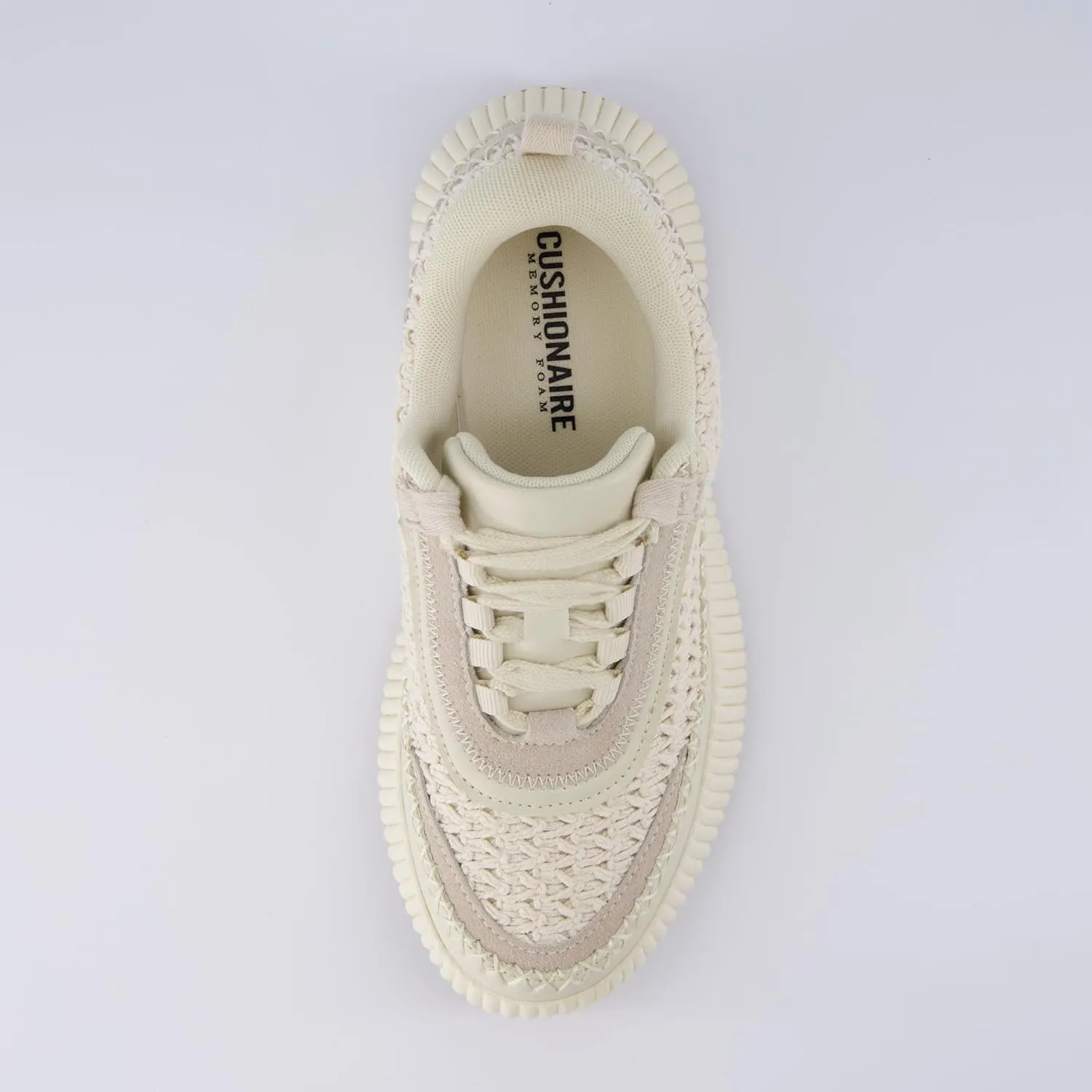 CUSHIONAIRE Women's Loop Lace up Woven Platform Sneaker  Comfort Foam, Wide Widths Available
