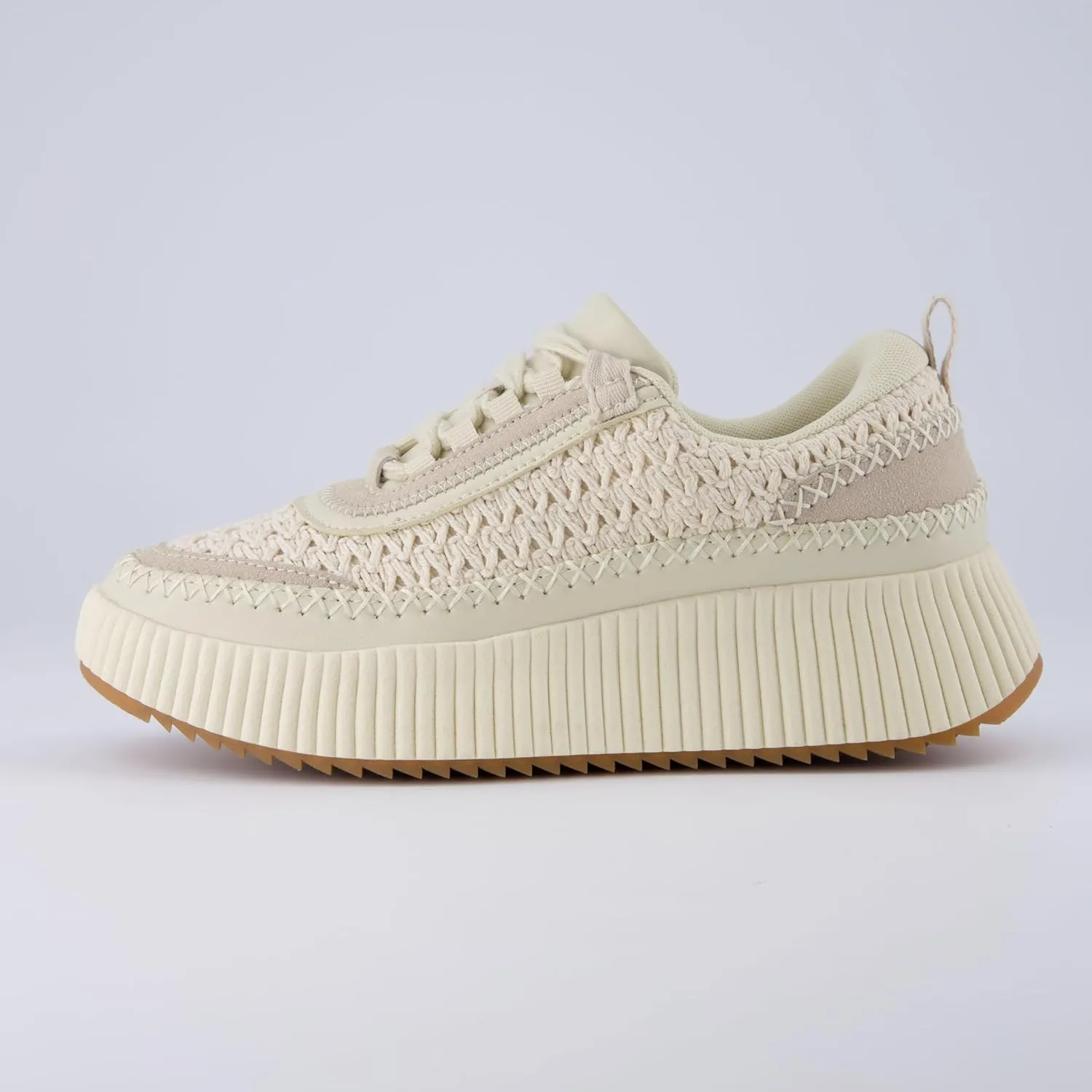 CUSHIONAIRE Women's Loop Lace up Woven Platform Sneaker  Comfort Foam, Wide Widths Available