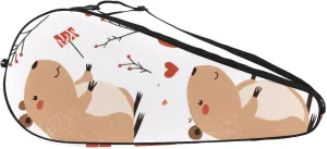 Cute Capybaras Flowers and Strawberries Tennis Racquet Bag Lightweight Racket Carrying Bag for Youth and Adults