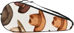 Cute Watercolor Dog Puppy with Flowers Floral Tennis Racquet Bag Lightweight Racket Carrying Bag for Youth and Adults