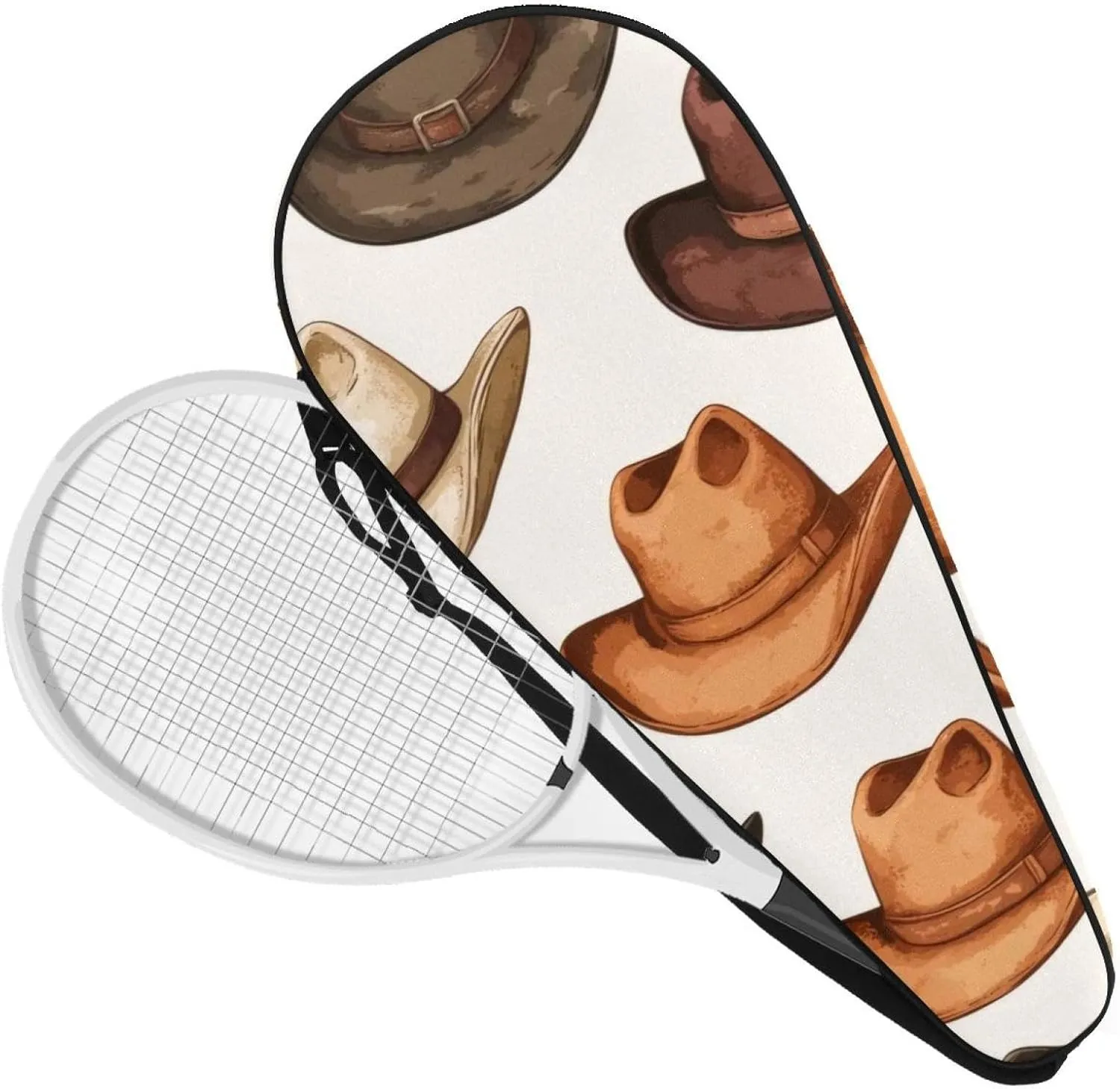 Cute Watercolor Dog Puppy with Flowers Floral Tennis Racquet Bag Lightweight Racket Carrying Bag for Youth and Adults