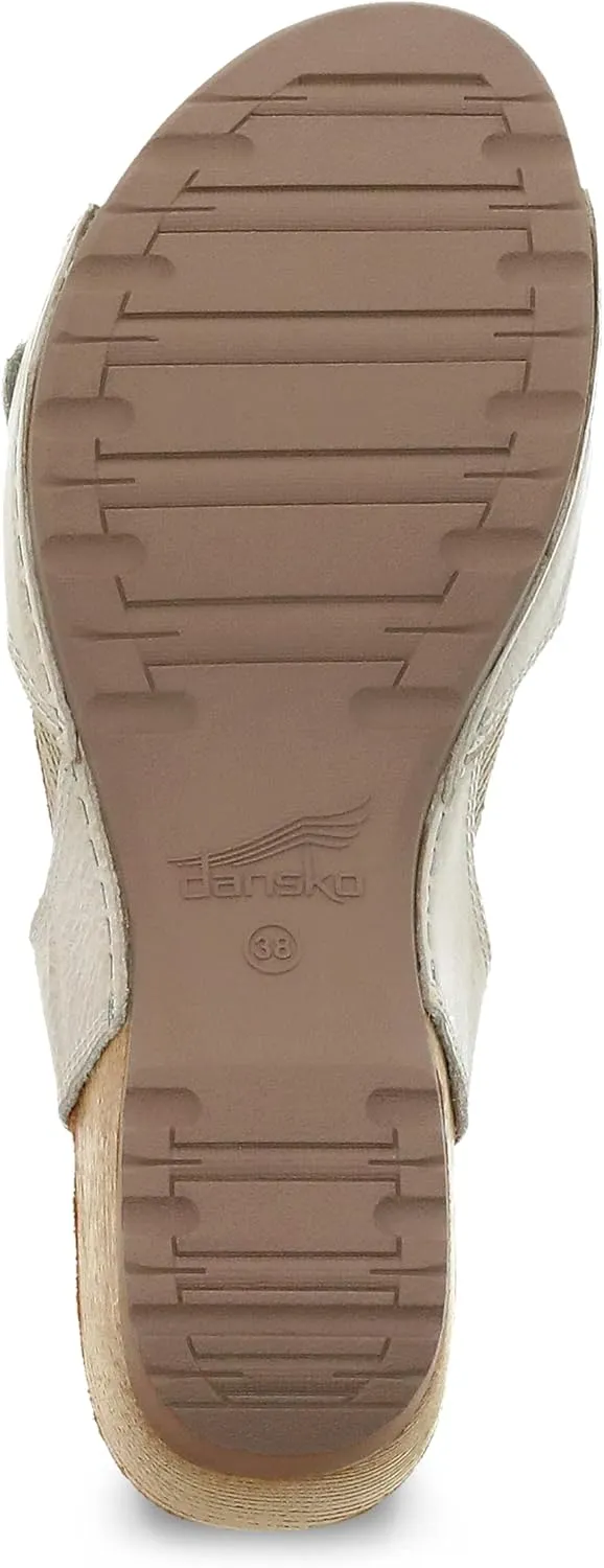 Dansko Tricia Wedge Sandal for Women – Cushioned, Contoured Footbed for All-Day Comfort and Support – Adjustable Hook & Loop Straps with Buckle Detail – Lightweight Rubber Outsole