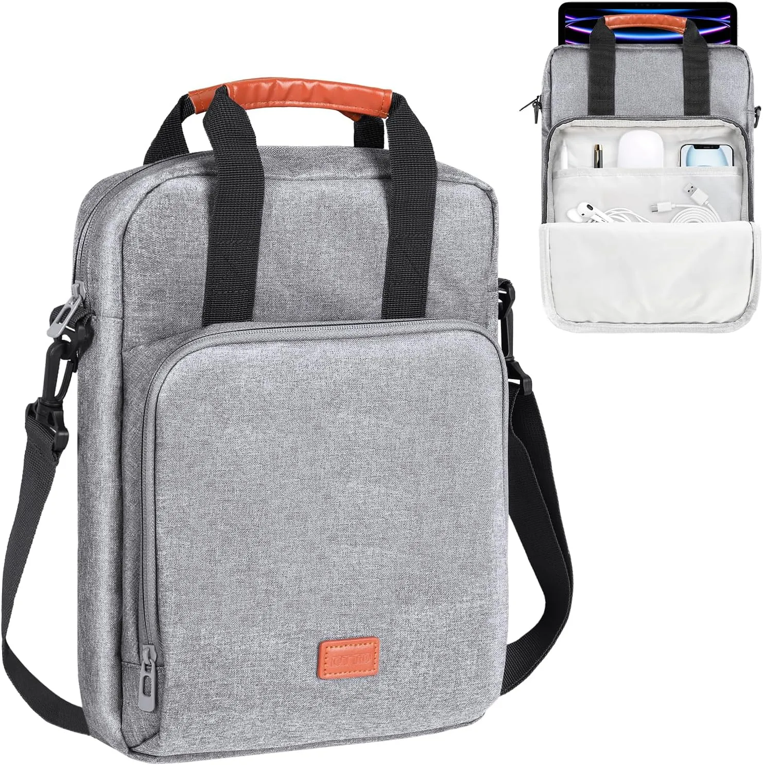 DTTO 12.9-13 Inch Tablet Sleeve Bag with Shoulder Strap, Double Handle Case Fits iPad Air 13-inch M3 M2 / iPad Pro 13-inch M4, iPad Pro 12.9-inch M2&M1 (2022-2018), Galaxy Tab S8 /S9  12.4", Gray