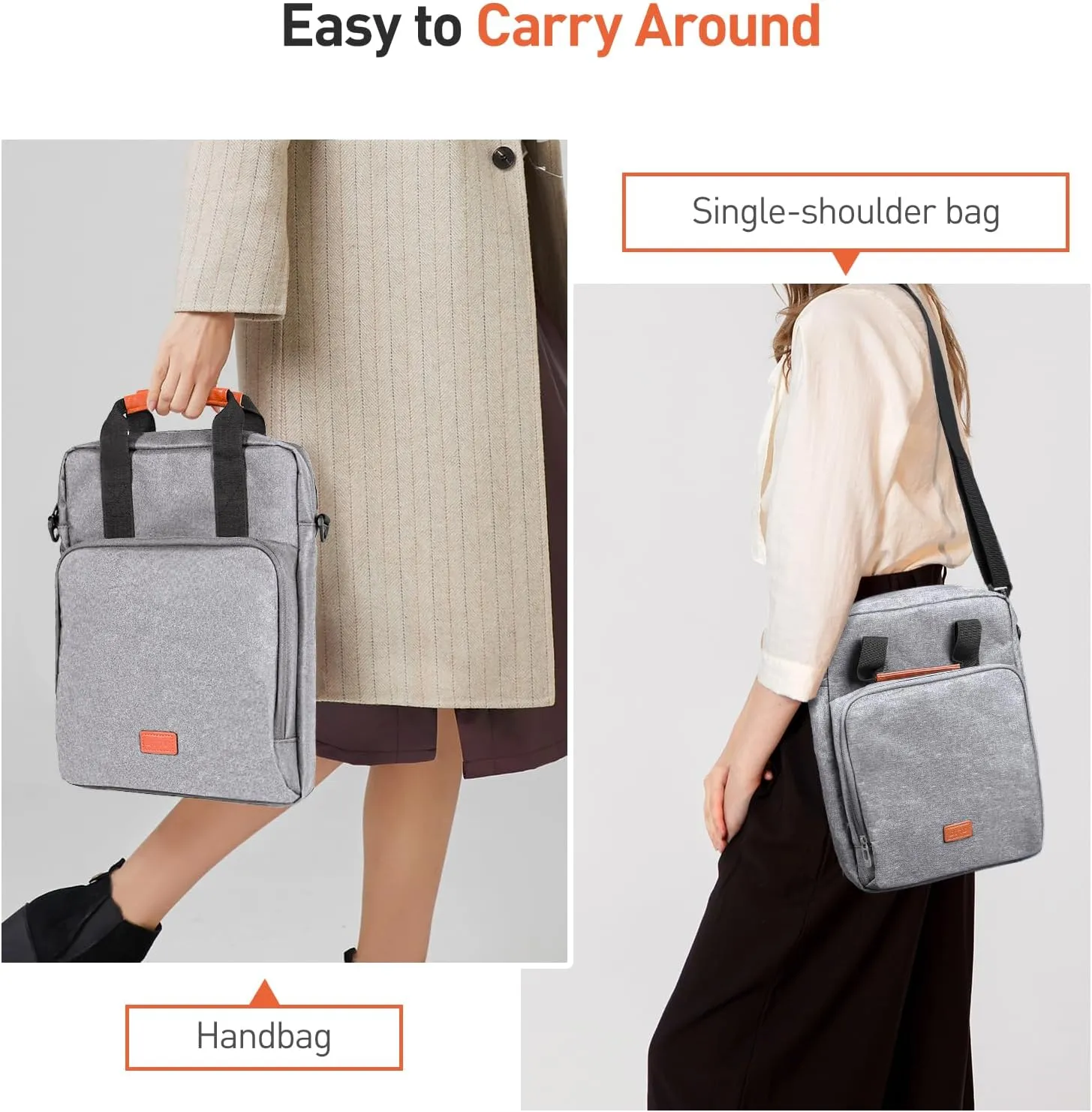 DTTO 12.9-13 Inch Tablet Sleeve Bag with Shoulder Strap, Double Handle Case Fits iPad Air 13-inch M3 M2 / iPad Pro 13-inch M4, iPad Pro 12.9-inch M2&M1 (2022-2018), Galaxy Tab S8 /S9  12.4", Gray