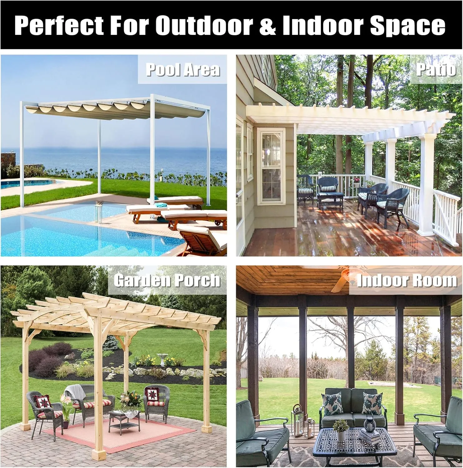 Easy-Going Outdoor Curtains Waterproof Windproof Weatherproof Curtain for Patio, Cabana, Porch, Pergola and Gazebo, Grommet Top and Tab Bottom Drape, 2panels, 54x96 inch, Beige