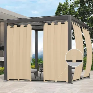 Easy-Going Outdoor Curtains Waterproof Windproof Weatherproof Curtain for Patio, Cabana, Porch, Pergola and Gazebo, Grommet Top and Tab Bottom Drape, 2panels, 54x96 inch, Beige