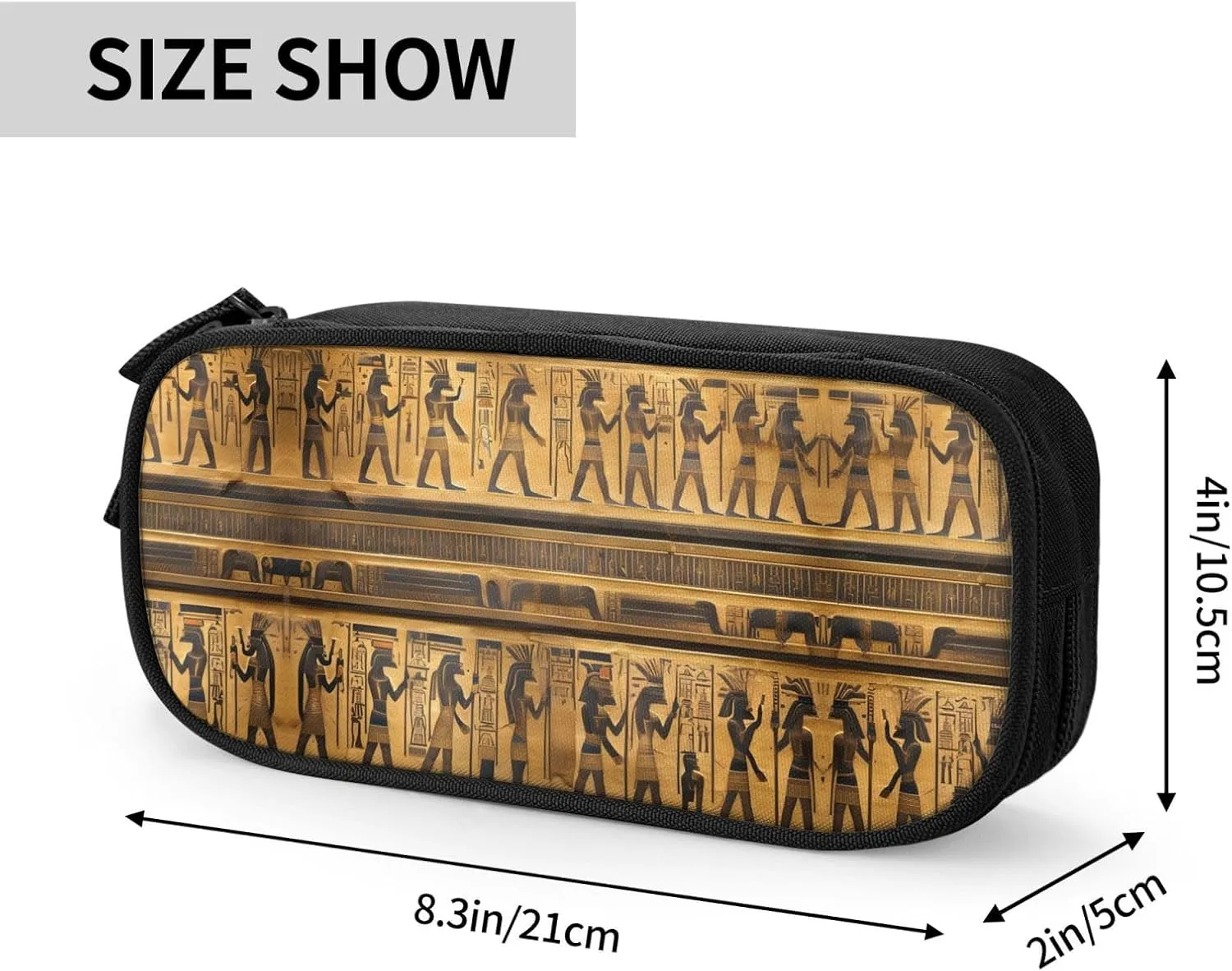 Egypt Hieroglyphics Print Pencil Cases Pen Box Stationery Makeup Bag, Desk Organizer For College Adults Women Men