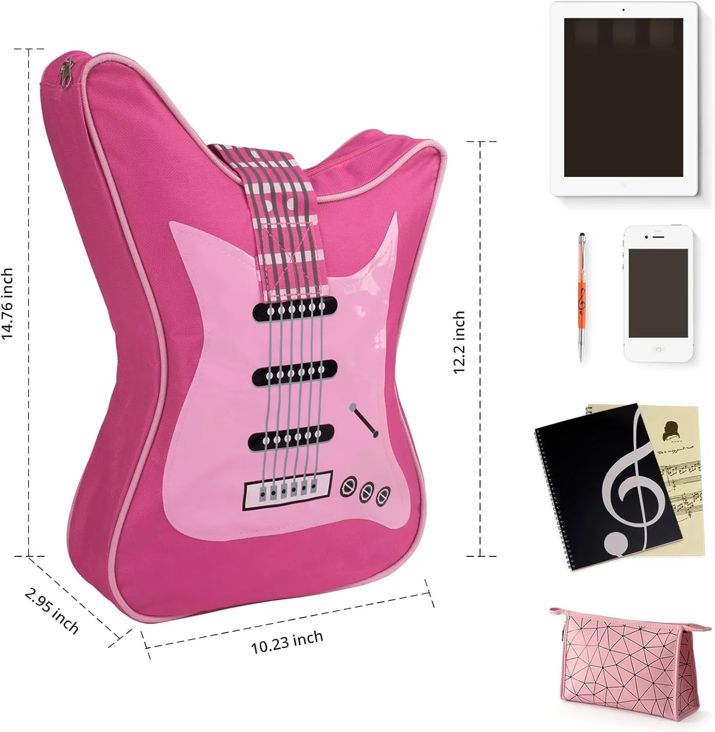 Electric Guitar Shaped Music Bag Oxford Cloth Shoulder Tote Bag Purse Crossbody Handbag for Women