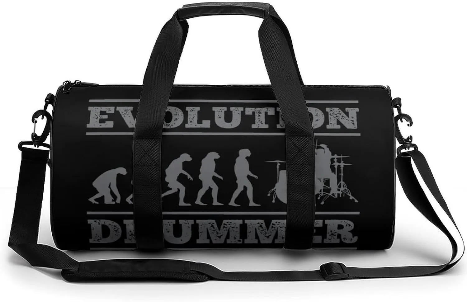 Evolution Drummer Gym Sport Bag Travel Duffle Backpack Weekender Overnight with Shoes Compartment for Women Men