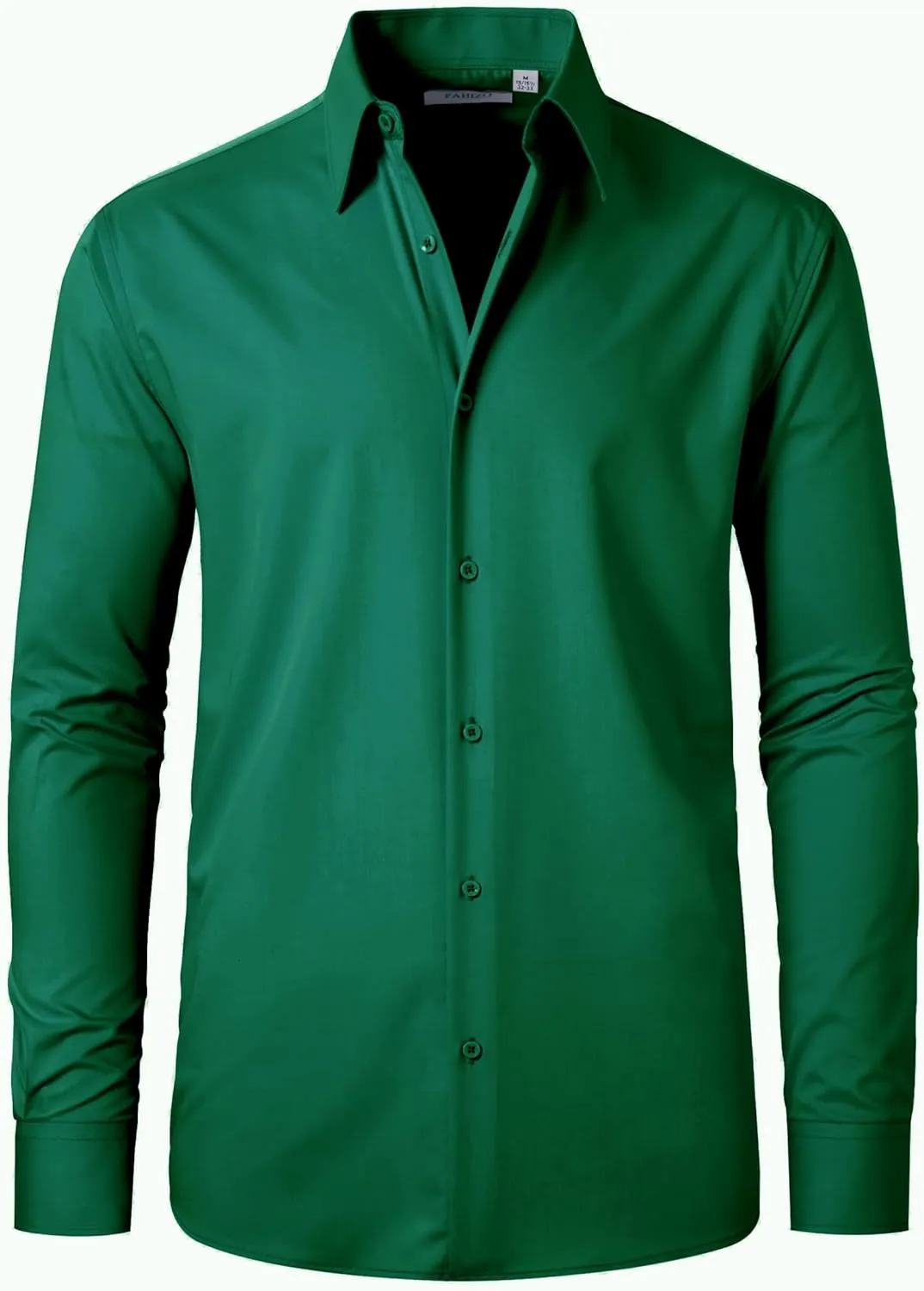FAHIZO Men's Dress Shirt Regular Fit Soild Business Formal Long Sleeve Button Up Stretch Shirts