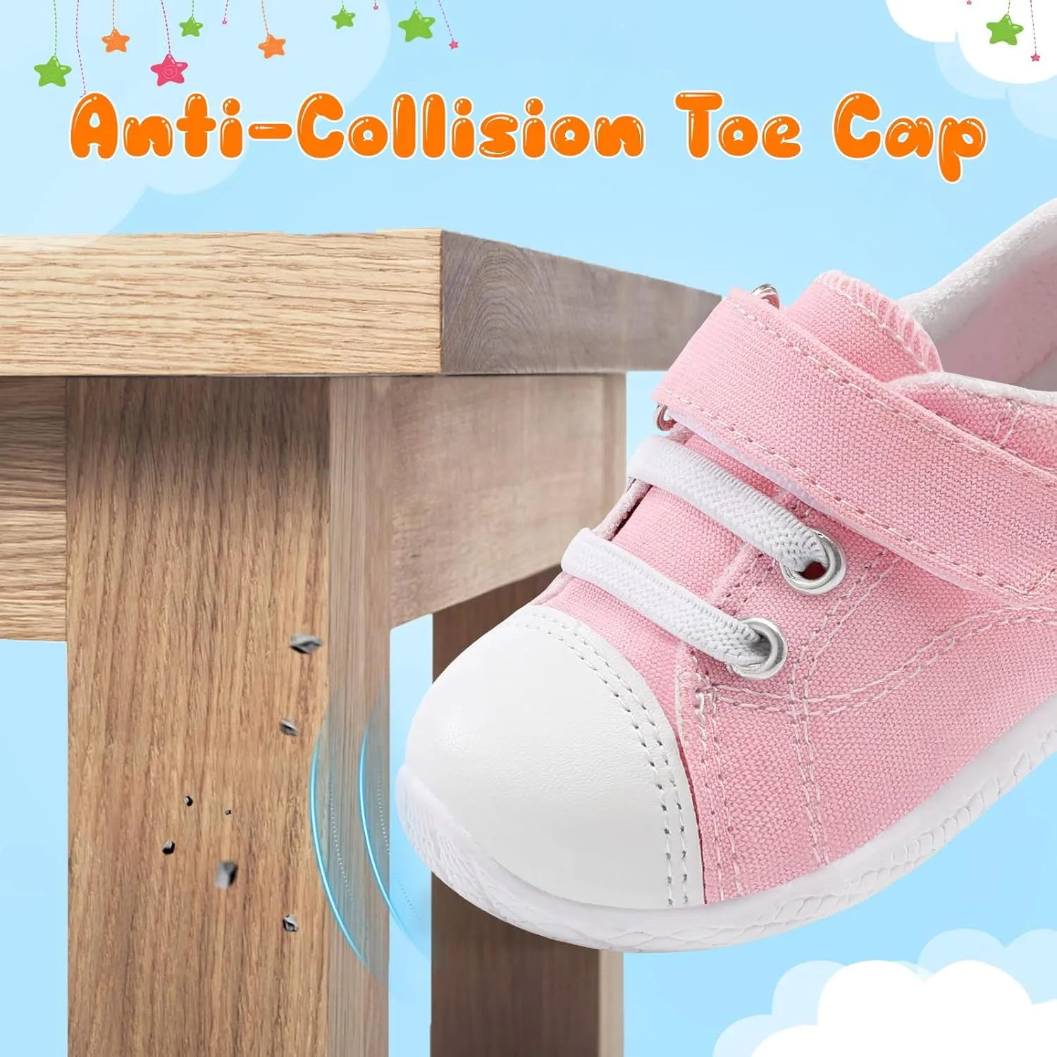 FEETCITY Baby Canvas Shoes Boys Girls Baby First Walking Shoes Infant Crib Shoes Slip On Sneakers