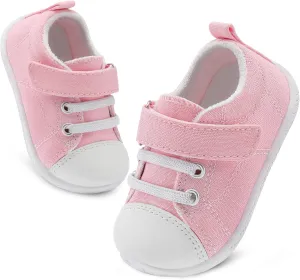 FEETCITY Baby Canvas Shoes Boys Girls Baby First Walking Shoes Infant Crib Shoes Slip On Sneakers