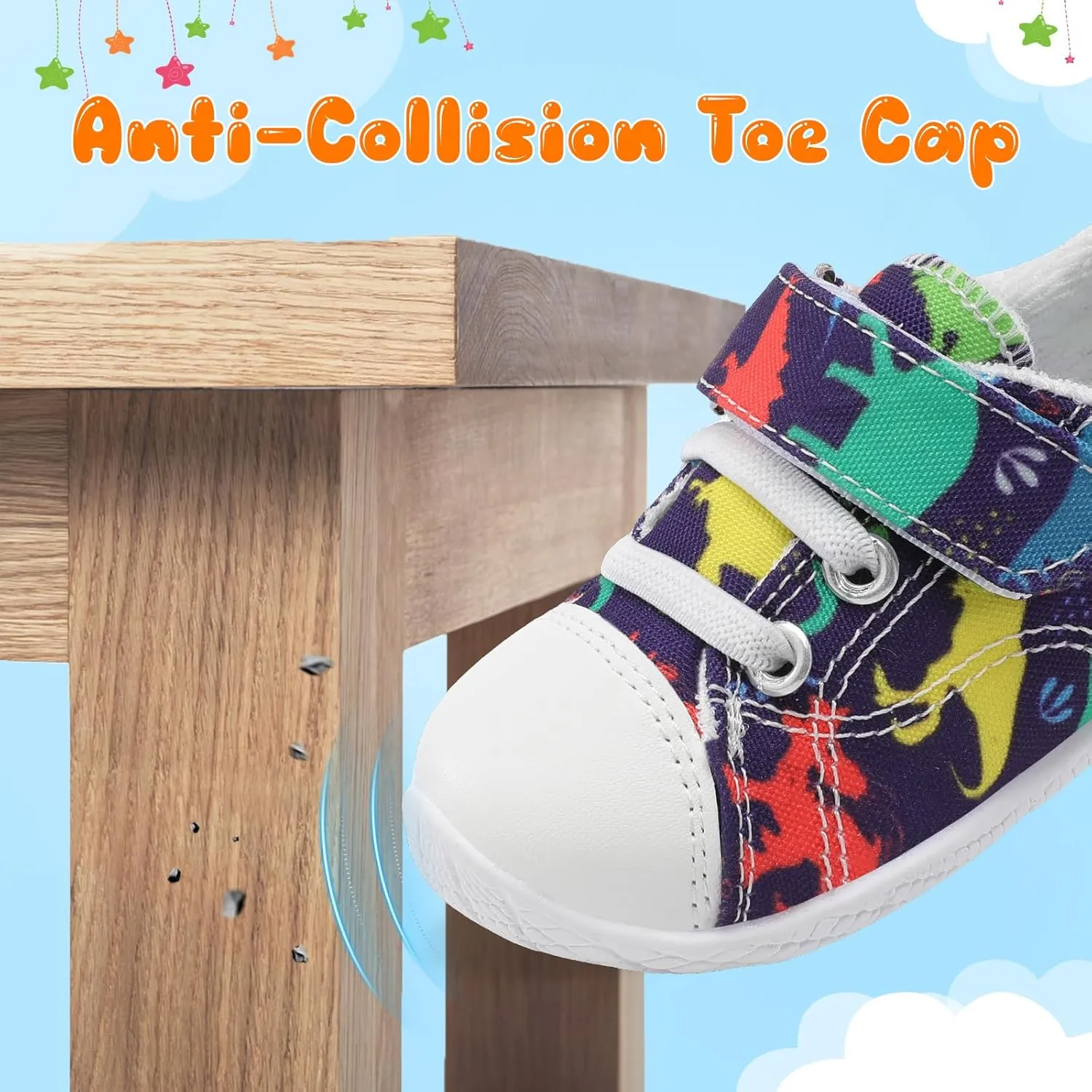 FEETCITY Baby Canvas Shoes Boys Girls Baby First Walking Shoes Infant Crib Shoes Slip On Sneakers