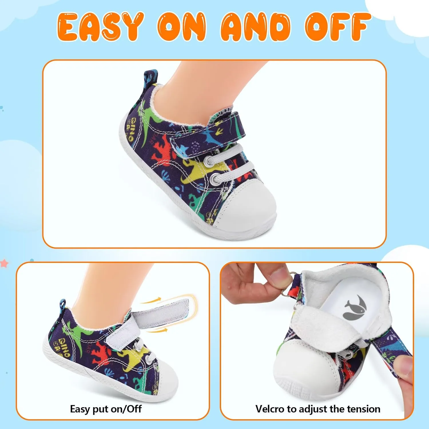 FEETCITY Baby Canvas Shoes Boys Girls Baby First Walking Shoes Infant Crib Shoes Slip On Sneakers