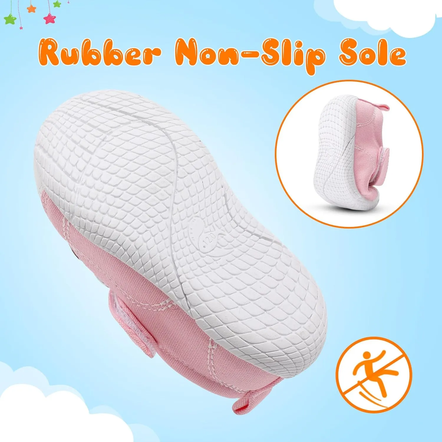 FEETCITY Baby Canvas Shoes Boys Girls Baby First Walking Shoes Infant Crib Shoes Slip On Sneakers