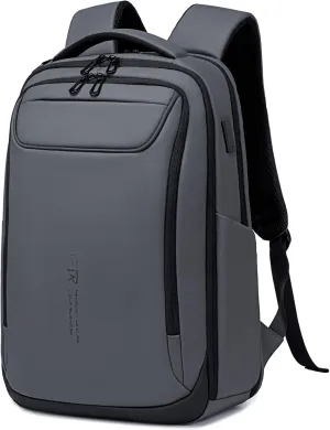 FENRUIEN Work Backpack for Men,Water Resistant Smart Backpack with USB Charging Port,Grey Laptop Bag 15.6 Inch