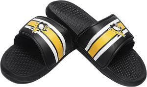 FOCO Men's NHL Team Logo Sport Legacy Stripe Slide Sandals