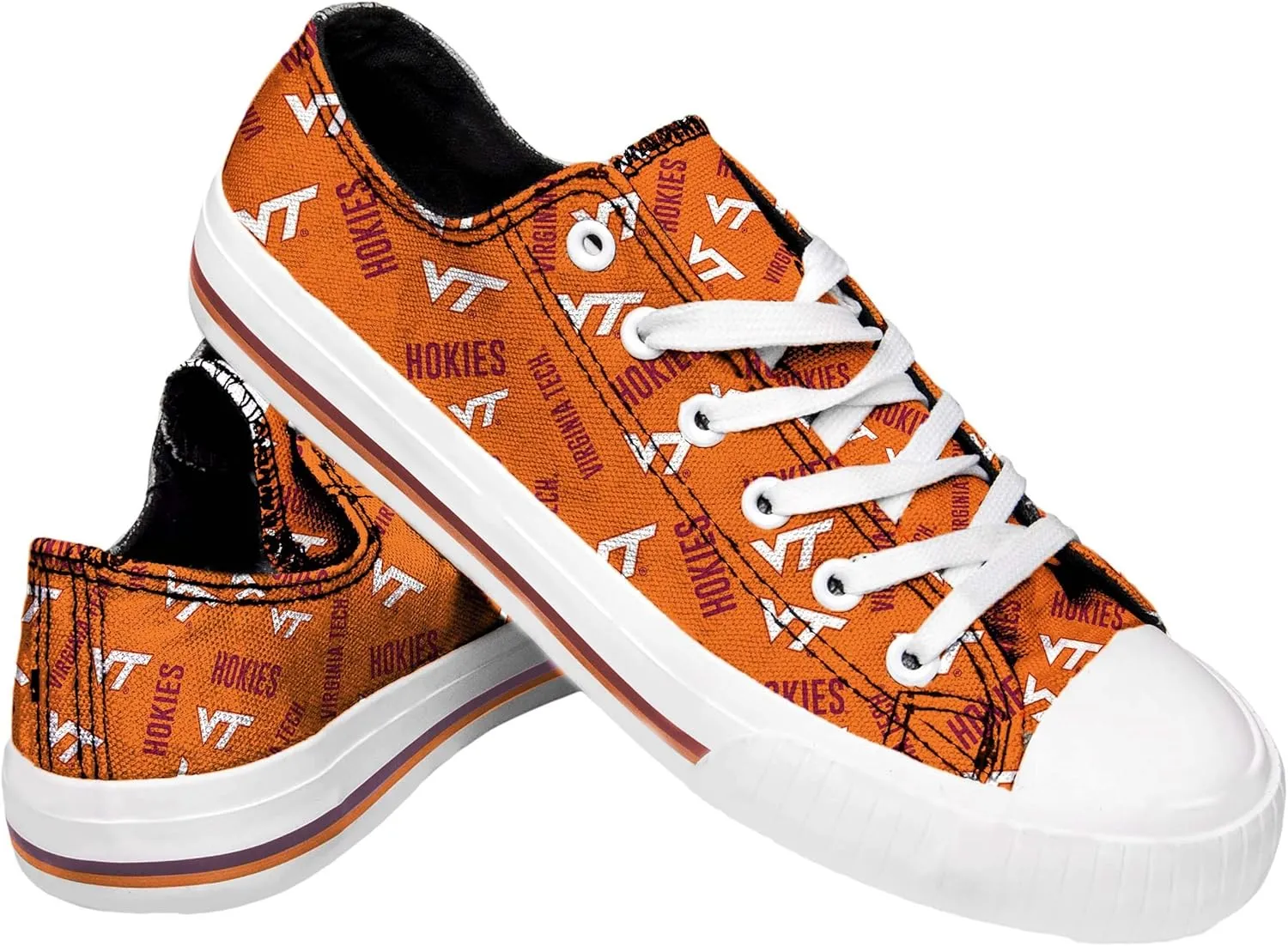 FOCO womens Ncaa College Team Logo Fashion Low Top Canvas Sneakers Shoes