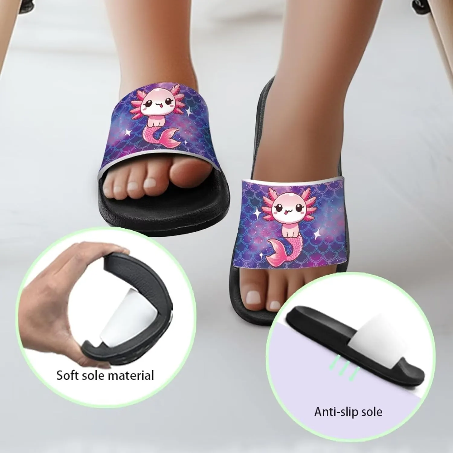 Forchrinse Girls Slides Cute Beach Slippers Summer Slip on Sport Sandals Casual House Shower Shoes