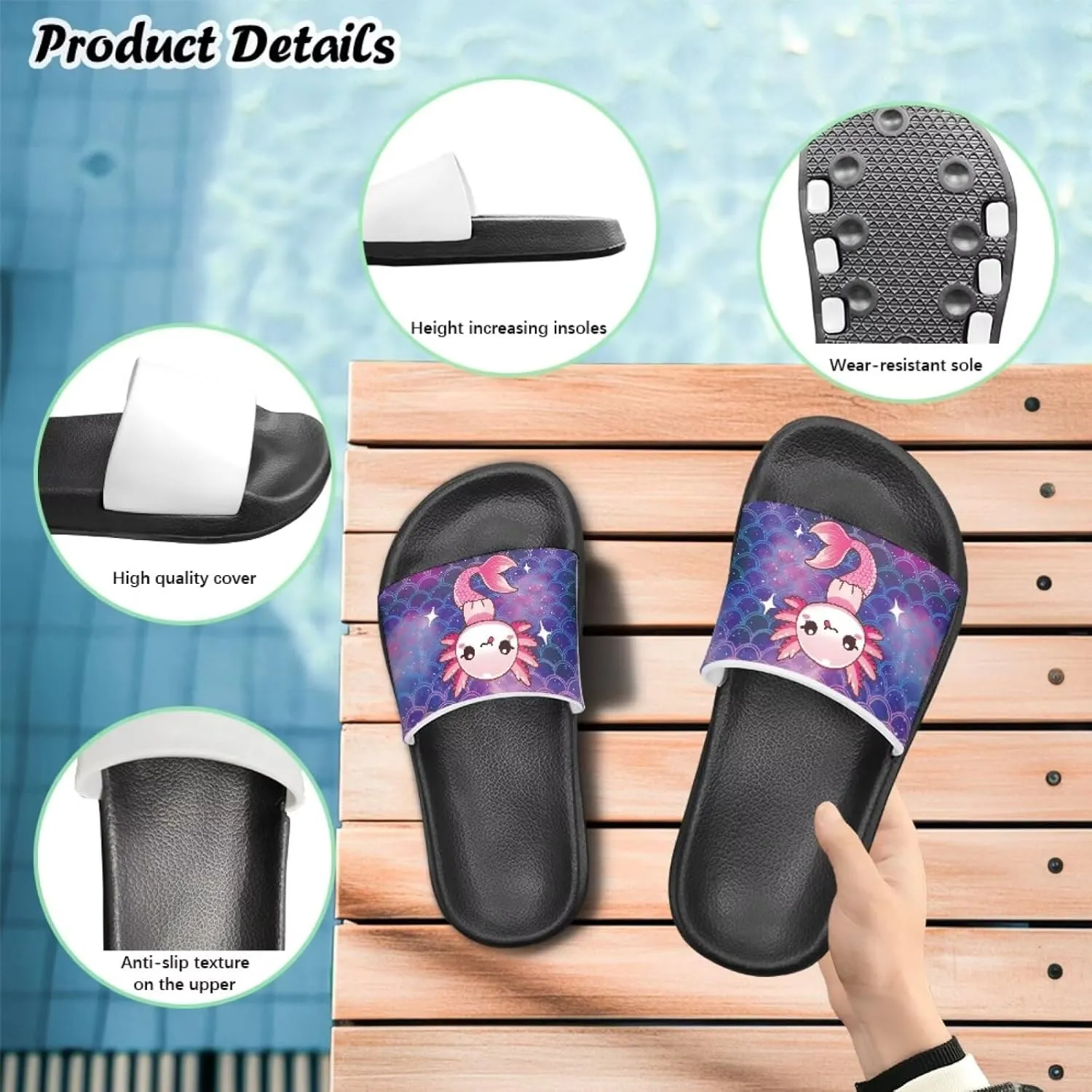 Forchrinse Girls Slides Cute Beach Slippers Summer Slip on Sport Sandals Casual House Shower Shoes