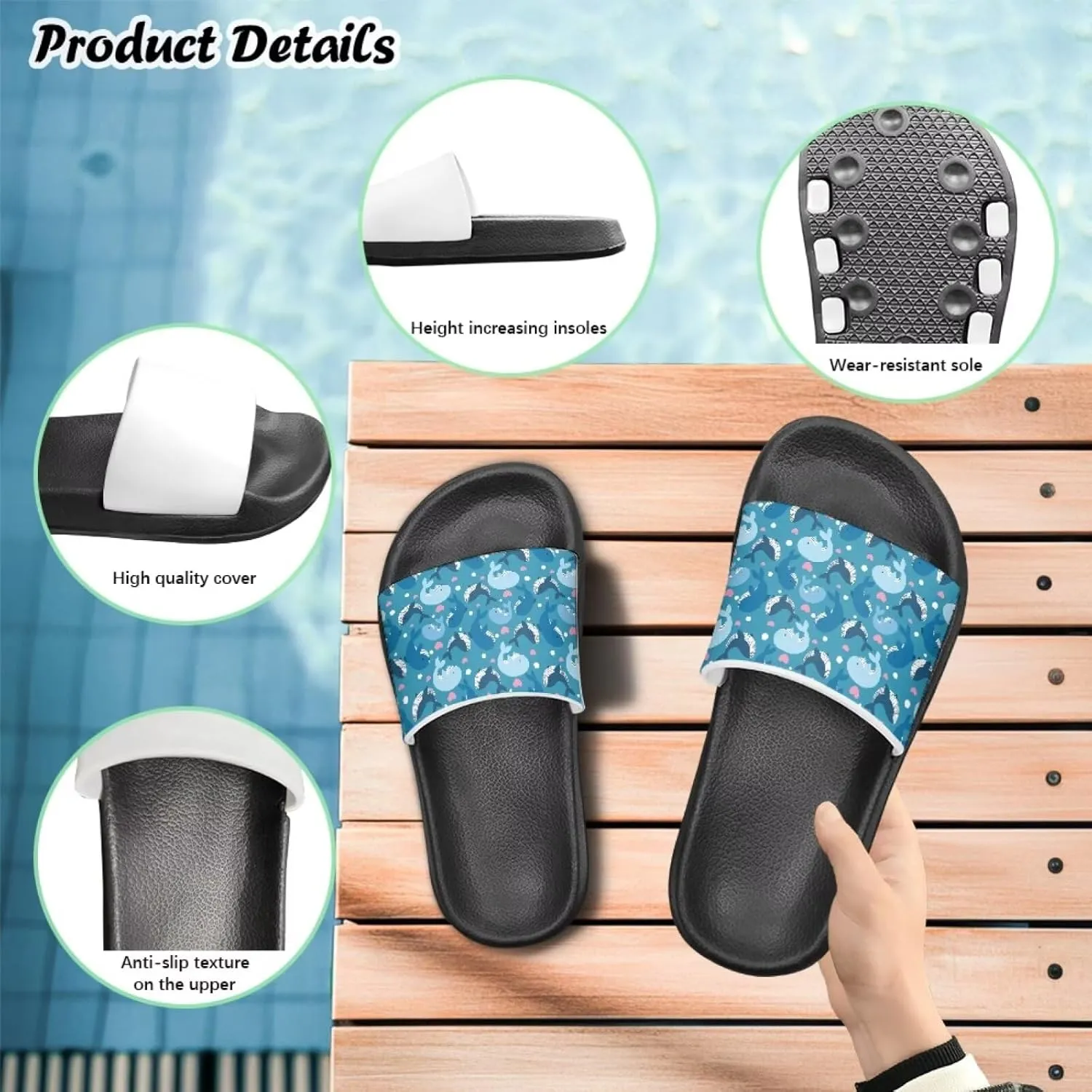 Forchrinse Kids Slides Girls Beach Slippers Summer Arch Support Sport Sandals Casual Slip on House Shower Shoes