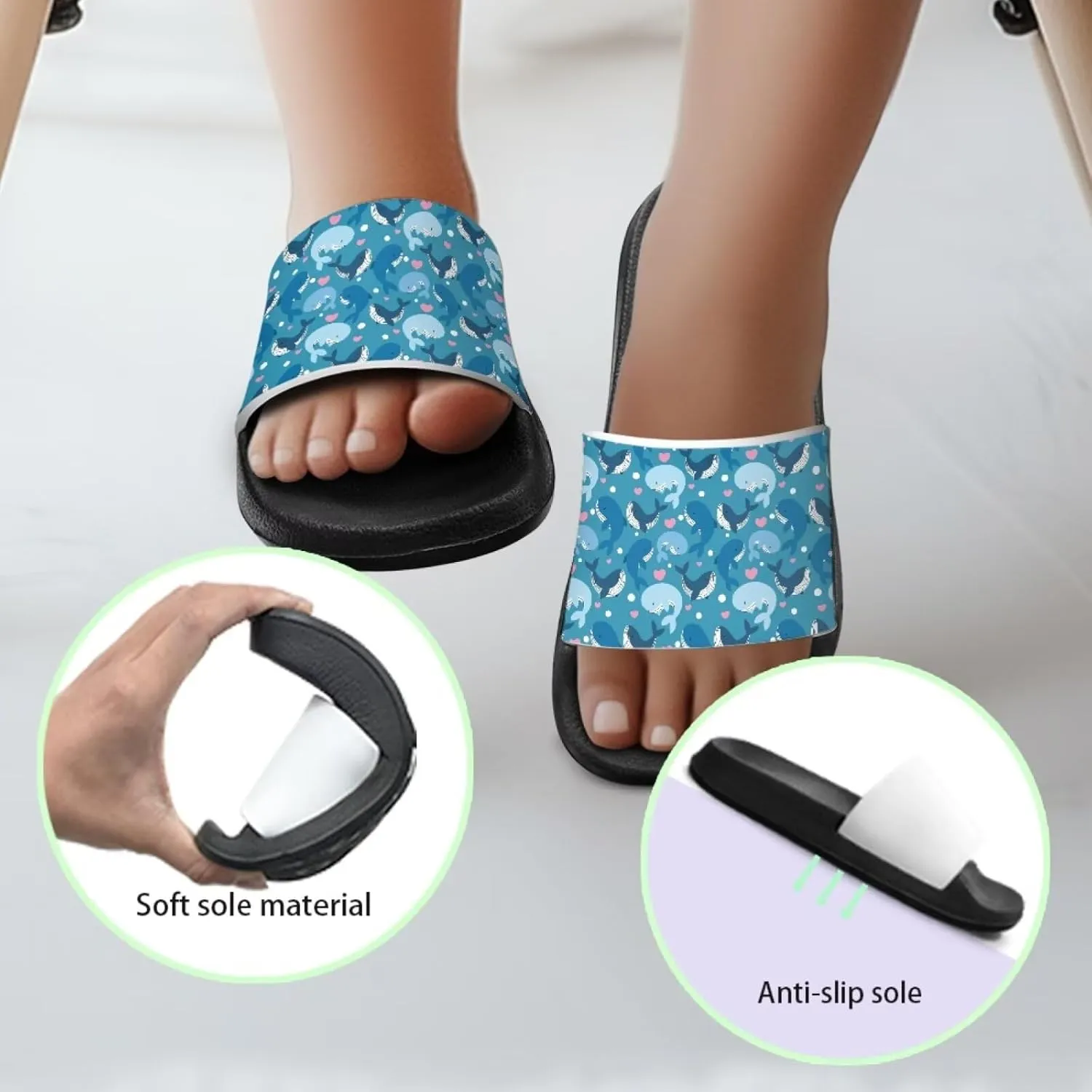 Forchrinse Kids Slides Girls Beach Slippers Summer Arch Support Sport Sandals Casual Slip on House Shower Shoes