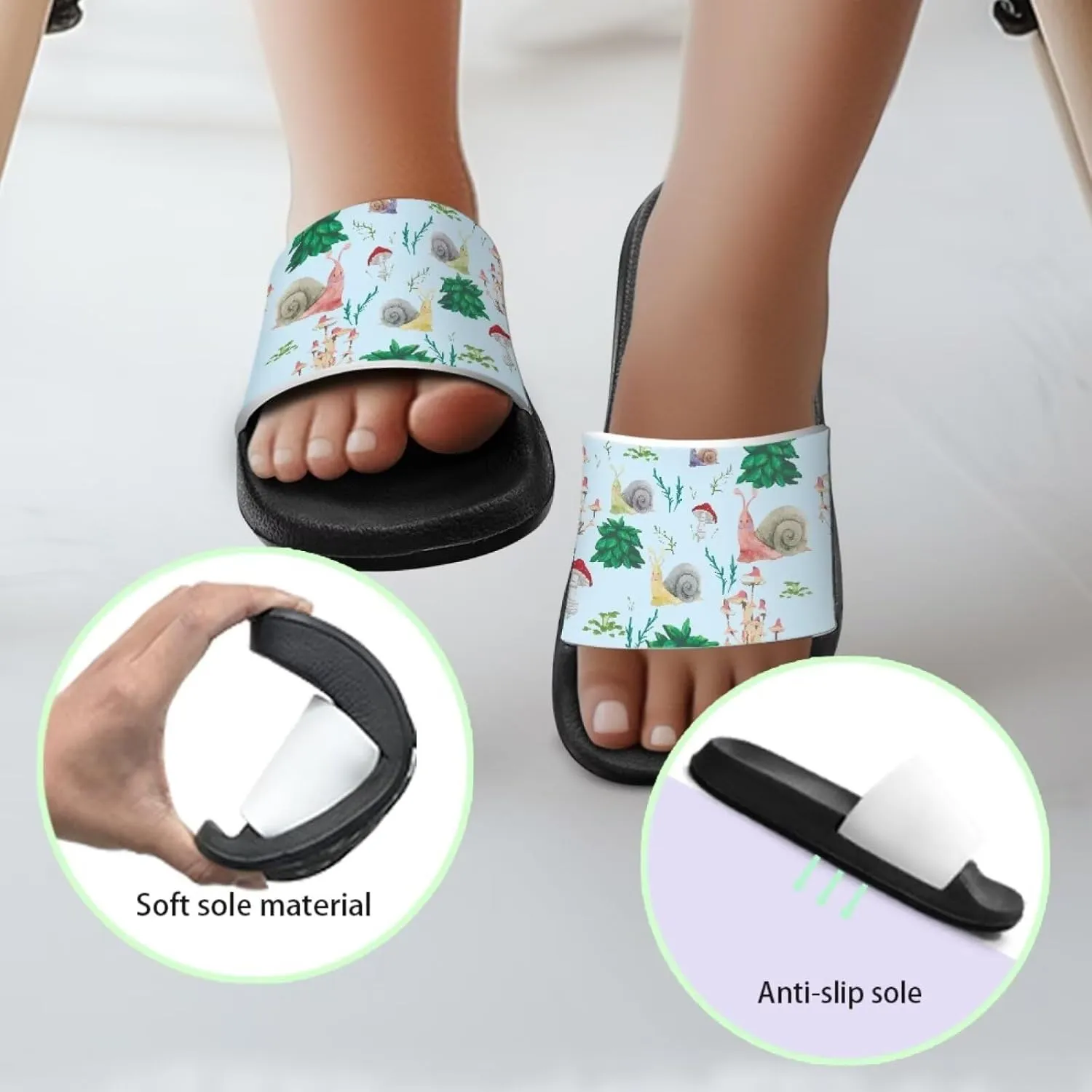 Forchrinse Kids Slides Girls Beach Slippers Summer Arch Support Sport Sandals Casual Slip on House Shower Shoes