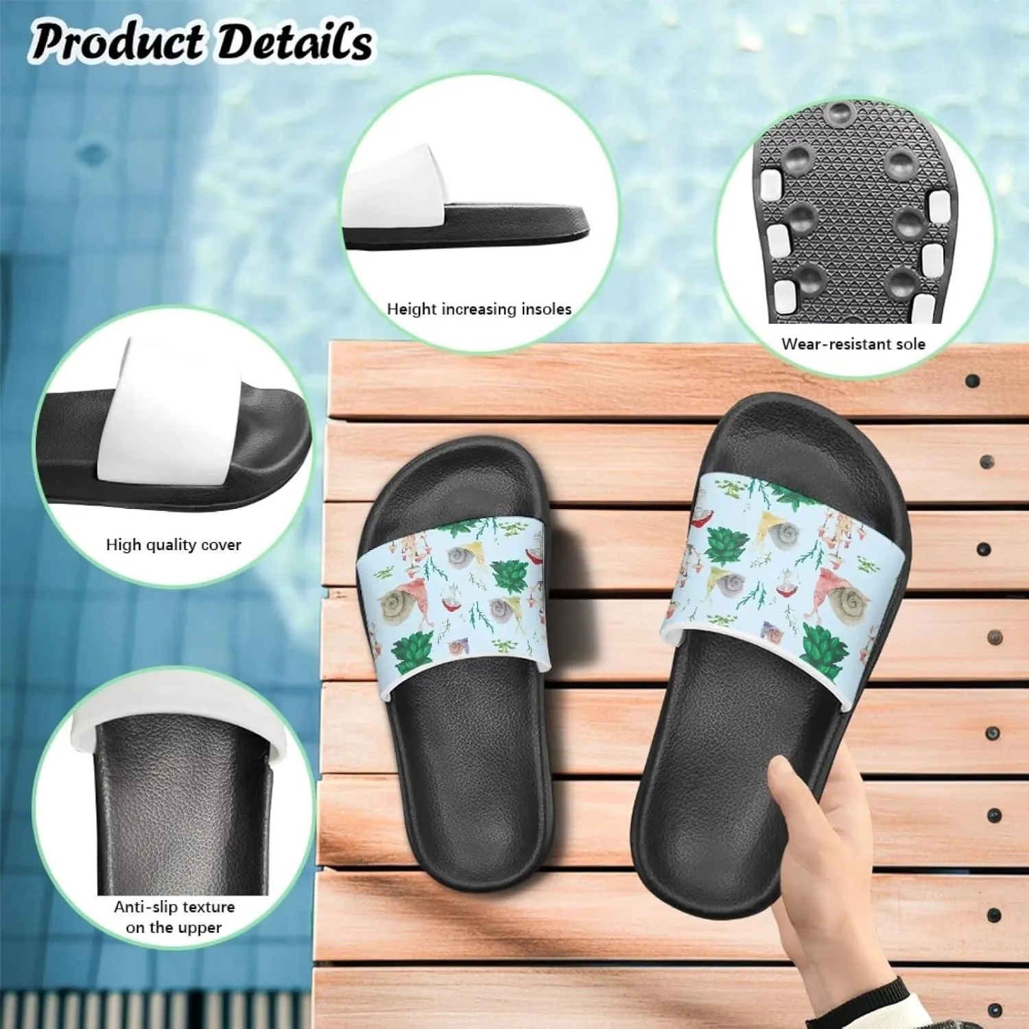 Forchrinse Kids Slides Girls Beach Slippers Summer Arch Support Sport Sandals Casual Slip on House Shower Shoes
