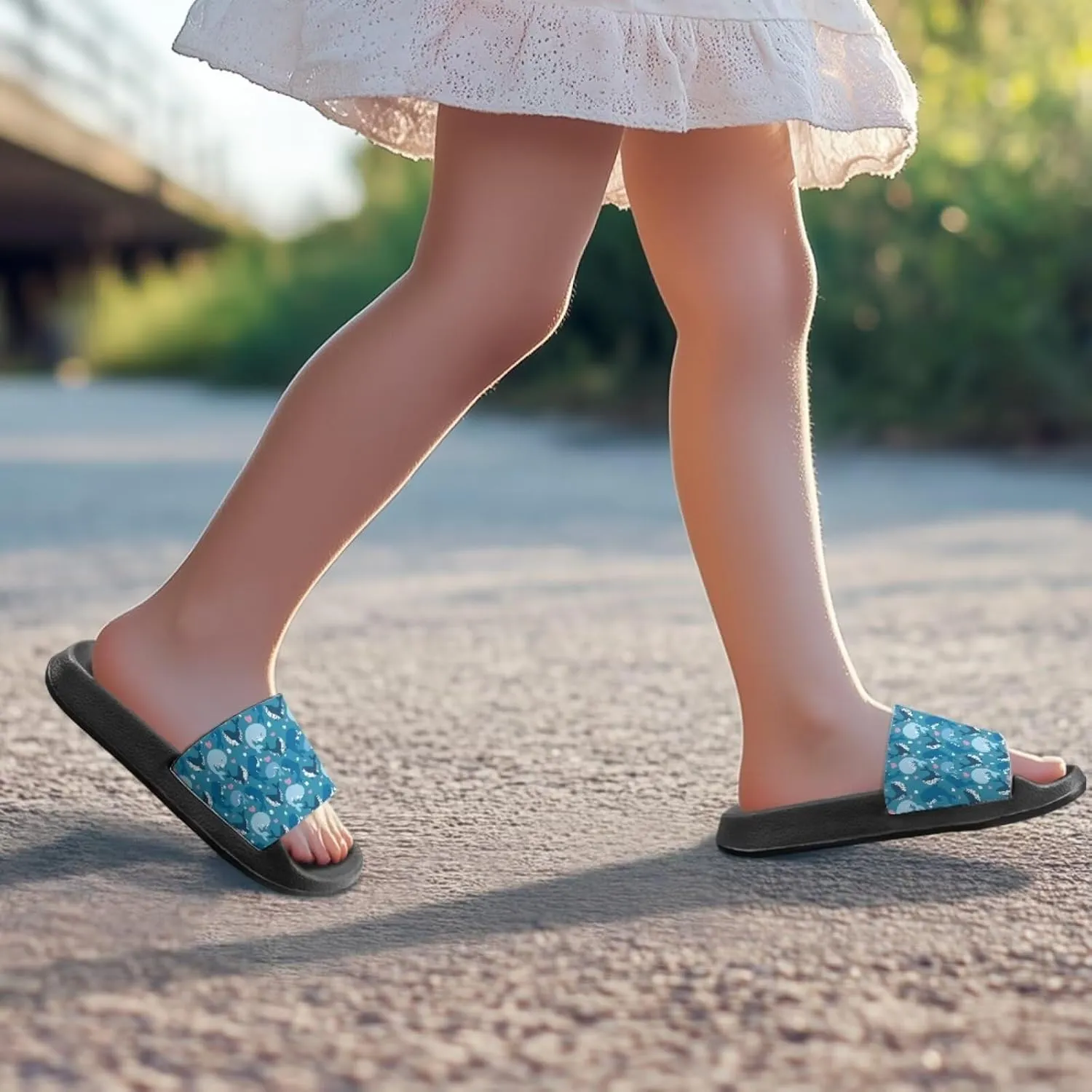 Forchrinse Kids Slides Girls Beach Slippers Summer Arch Support Sport Sandals Casual Slip on House Shower Shoes