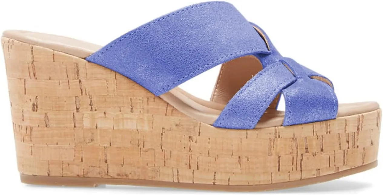 FOWT Women’s Cork Wedge Sandals Cross Strappy High Platform Open Toe Slippers Slip-On Chunky Heels Wide Width Available Shoes Outdoor Beach Casual Size 4-16 US