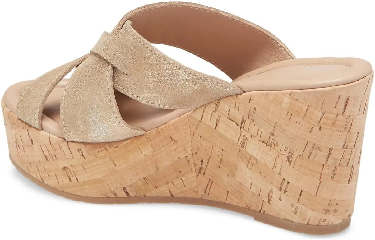 FOWT Women’s Cork Wedge Sandals Cross Strappy High Platform Open Toe Slippers Slip-On Chunky Heels Wide Width Available Shoes Outdoor Beach Casual Size 4-16 US
