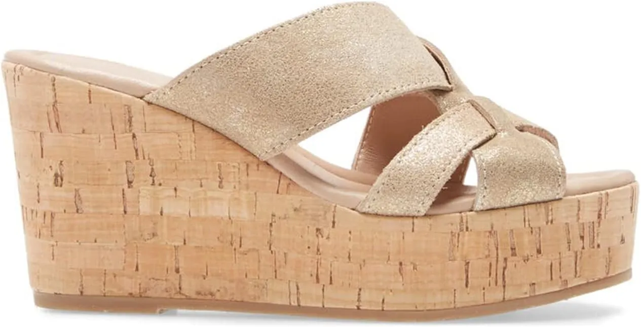 FOWT Women’s Cork Wedge Sandals Cross Strappy High Platform Open Toe Slippers Slip-On Chunky Heels Wide Width Available Shoes Outdoor Beach Casual Size 4-16 US
