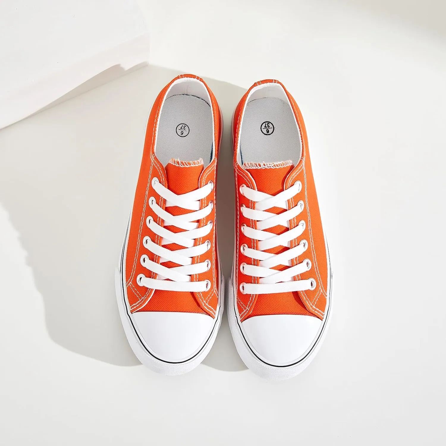 FRACORA Womens White Canvas Sneakers Low Top Lace Up Canvas Shoes Fashion Comfortable