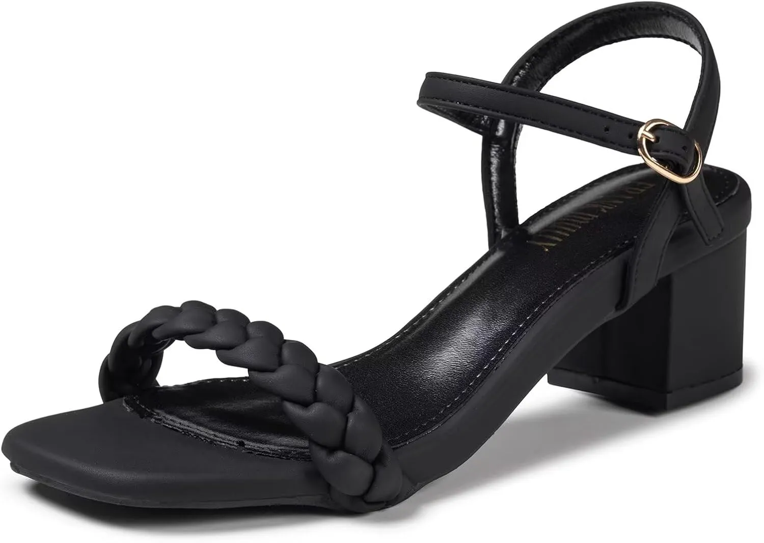 Frank Mully Women's Braided Sandal Heels Ankle Strap Comfortable Blocked Heeled Sandals Square Open Toe Cute Prom Pump Sandals Shoes