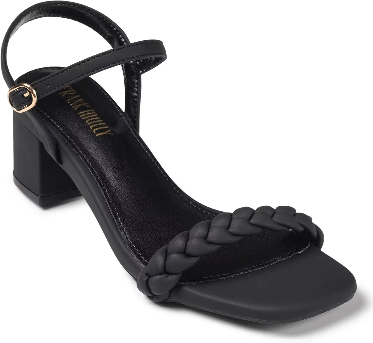 Frank Mully Women's Braided Sandal Heels Ankle Strap Comfortable Blocked Heeled Sandals Square Open Toe Cute Prom Pump Sandals Shoes
