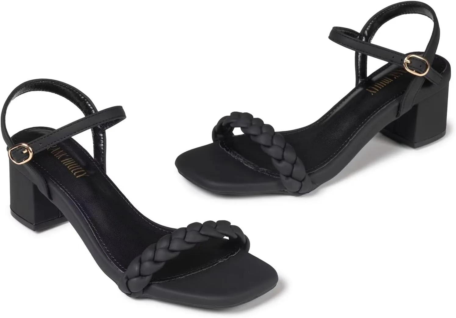 Frank Mully Women's Braided Sandal Heels Ankle Strap Comfortable Blocked Heeled Sandals Square Open Toe Cute Prom Pump Sandals Shoes