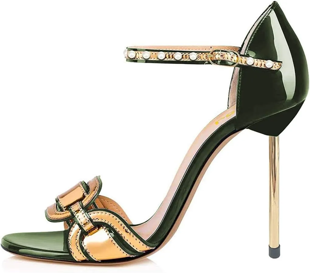 FSJ Women Chic Stiletto High Heel Sandal Open Toe Ankle Strap Buckled Colorful Wedding Dress Pump Size 4-15 US