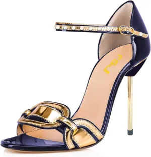 FSJ Women Chic Stiletto High Heel Sandal Open Toe Ankle Strap Buckled Colorful Wedding Dress Pump Size 4-15 US