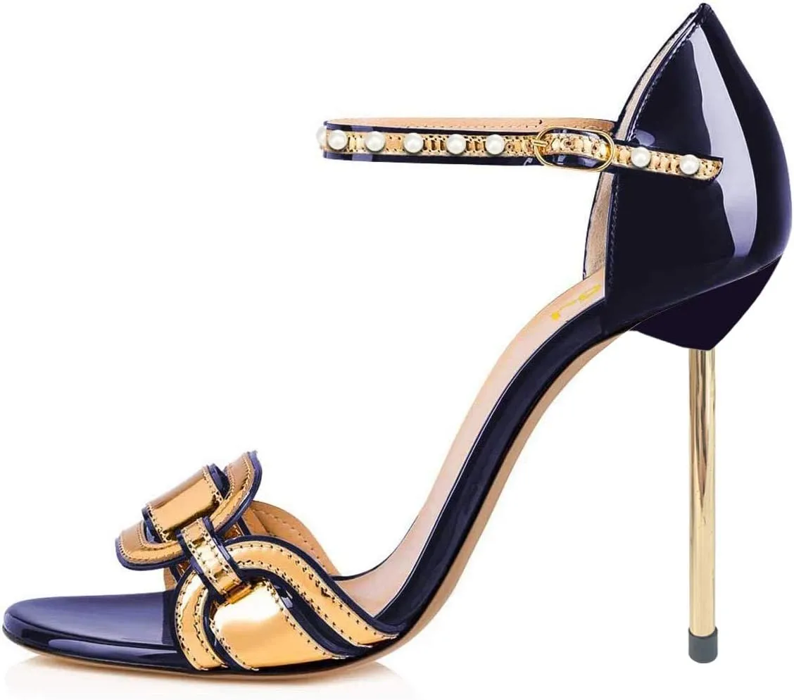 FSJ Women Chic Stiletto High Heel Sandal Open Toe Ankle Strap Buckled Colorful Wedding Dress Pump Size 4-15 US