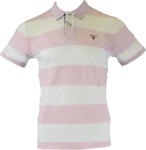 GANT Men's Contrast Collar Barstripe Pique Short Sleeve Rugger Polo (252205)