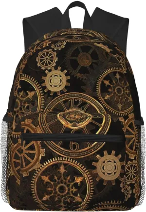 Gears Clock Bronze Century Backpack Large Sports Bag, Best for Basketball, Soccer, Volleyball, Swim, Gym, Travel