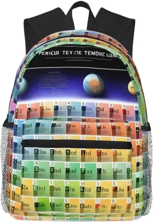 GeRRiT Periodic Table Of Elements Print Casual Backpack For Women, Travel Daypack,Waterproof Gym Backpack For Men Book Bags, SB-122