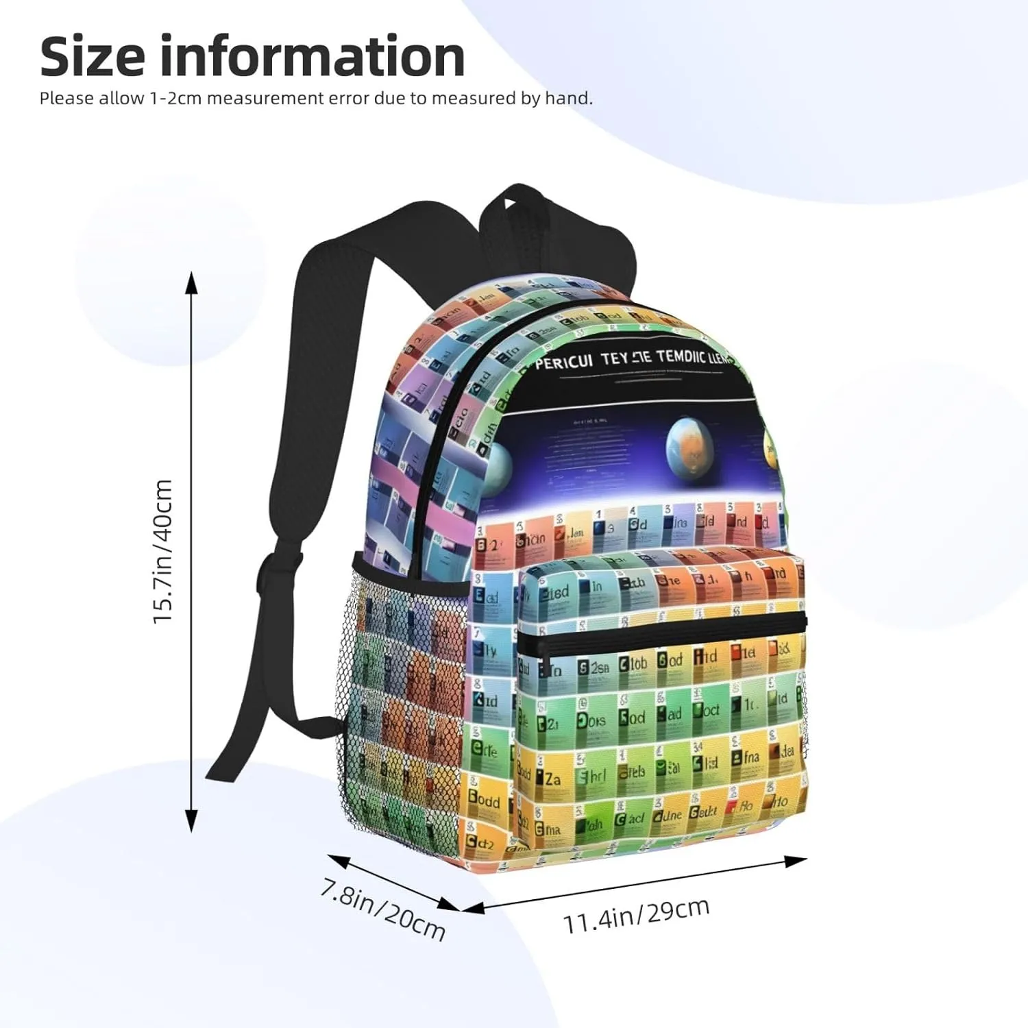 GeRRiT Periodic Table Of Elements Print Casual Backpack For Women, Travel Daypack,Waterproof Gym Backpack For Men Book Bags, SB-122