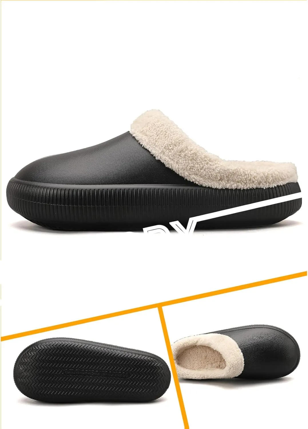 gigididi Unisex Winter Fur Lined Clogs Room Shoes, Warm and Fuzzy House Slippers