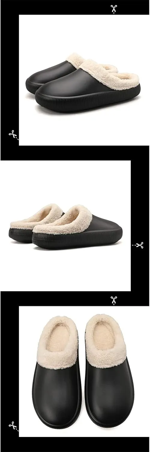 gigididi Unisex Winter Fur Lined Clogs Room Shoes, Warm and Fuzzy House Slippers