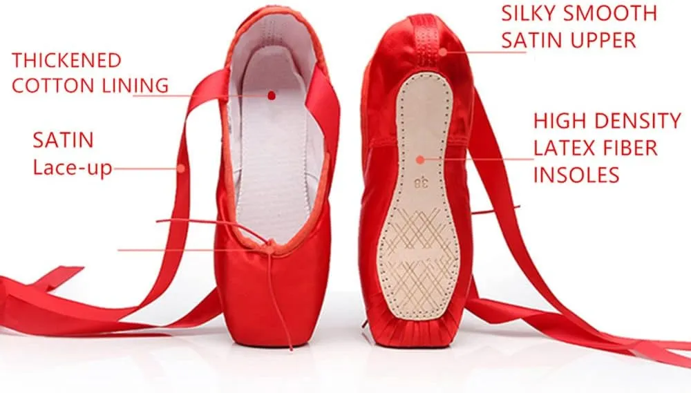 Girl's Canvas Ballet Dance Toe Shoes Professional Satin Pointe Shoes